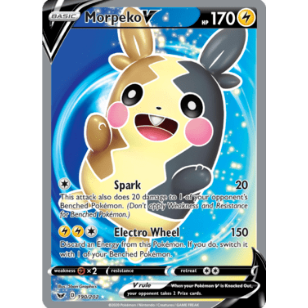 Morpeko V (Full Art) 190 - Holofoil SWSH01 Sword & Shield Base Set - Ultra Rare