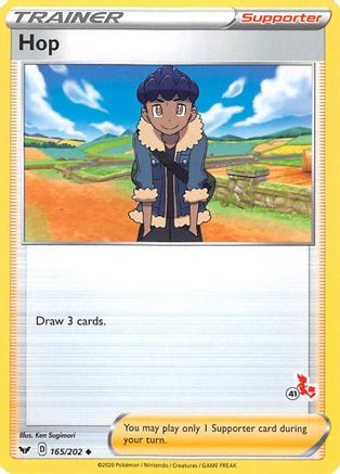Hop - 165/202 (#41 Cinderace Stamped)/202 Battle Academy 2022 - Promo