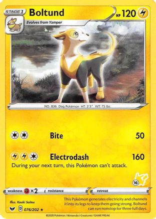Boltund - 076/202 (#16 Pikachu Stamped)/202 Battle Academy 2022 - Promo