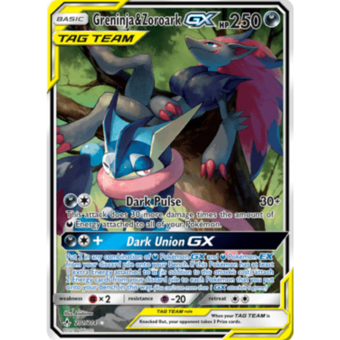 Greninja & Zoroark GX (201) (Alternate Full Art)/214 - Holofoil SM Unbroken Bonds - Ultra Rare