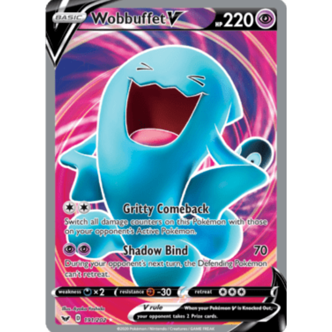 Wobbuffet V (Full Art) 191 - Holofoil SWSH01 Sword & Shield Base Set - Ultra Rare