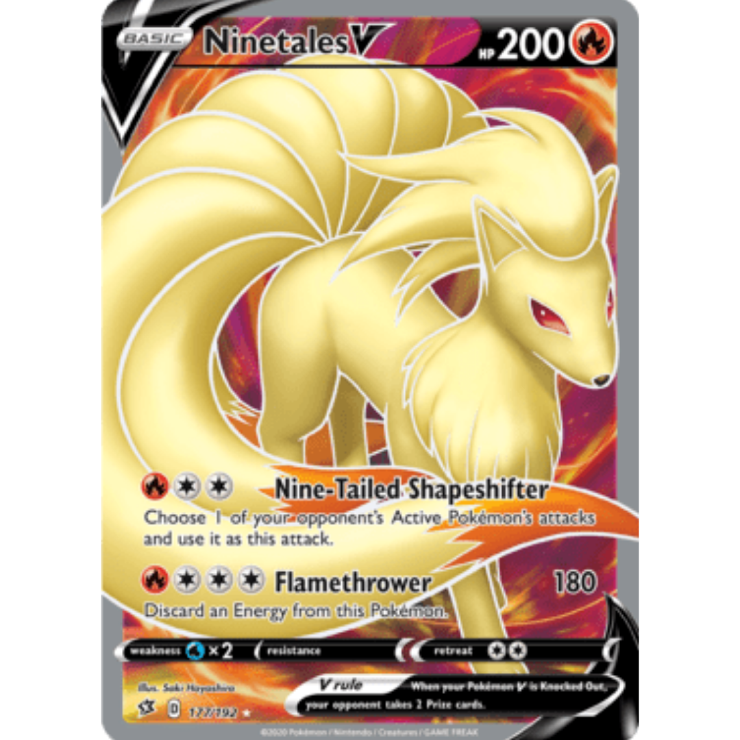 Ninetales V (Full Art) 177/192 - Holofoil SWSH02 Rebel Clash - Ultra Rare