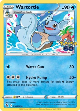 Wartortle 016 - Reverse Holofoil Pokemon GO - Uncommon