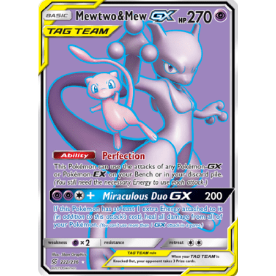 Mewtwo & Mew GX (Full Art) 222 - Holofoil SM Unified Minds - Ultra Rare