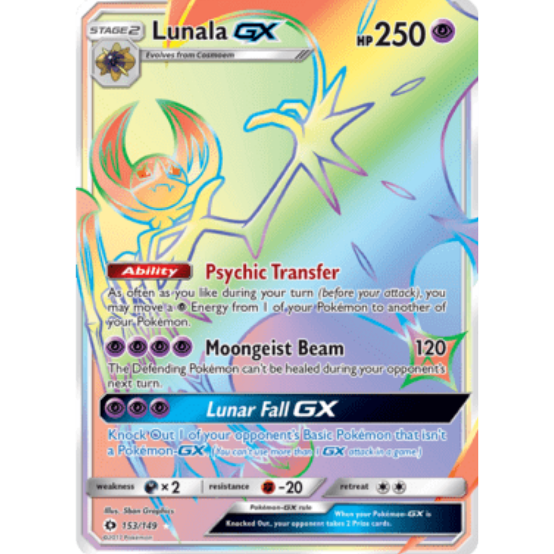 Lunala GX (Secret) - Holofoil SM Base Set - Secret Rare