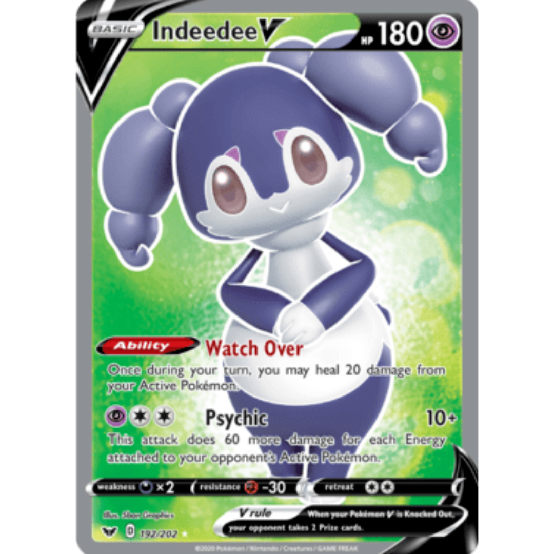 Indeedee V (Full Art) 192 - Holofoil SWSH01 Sword & Shield Base Set - Ultra Rare