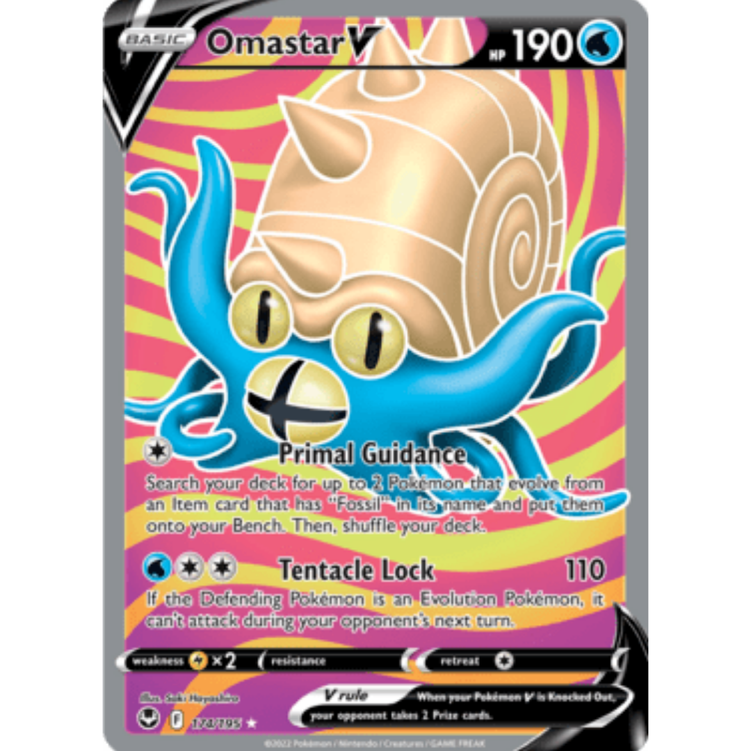 Omastar V (Full Art) 174 - Holofoil SWSH12 Silver Tempest - Ultra Rare
