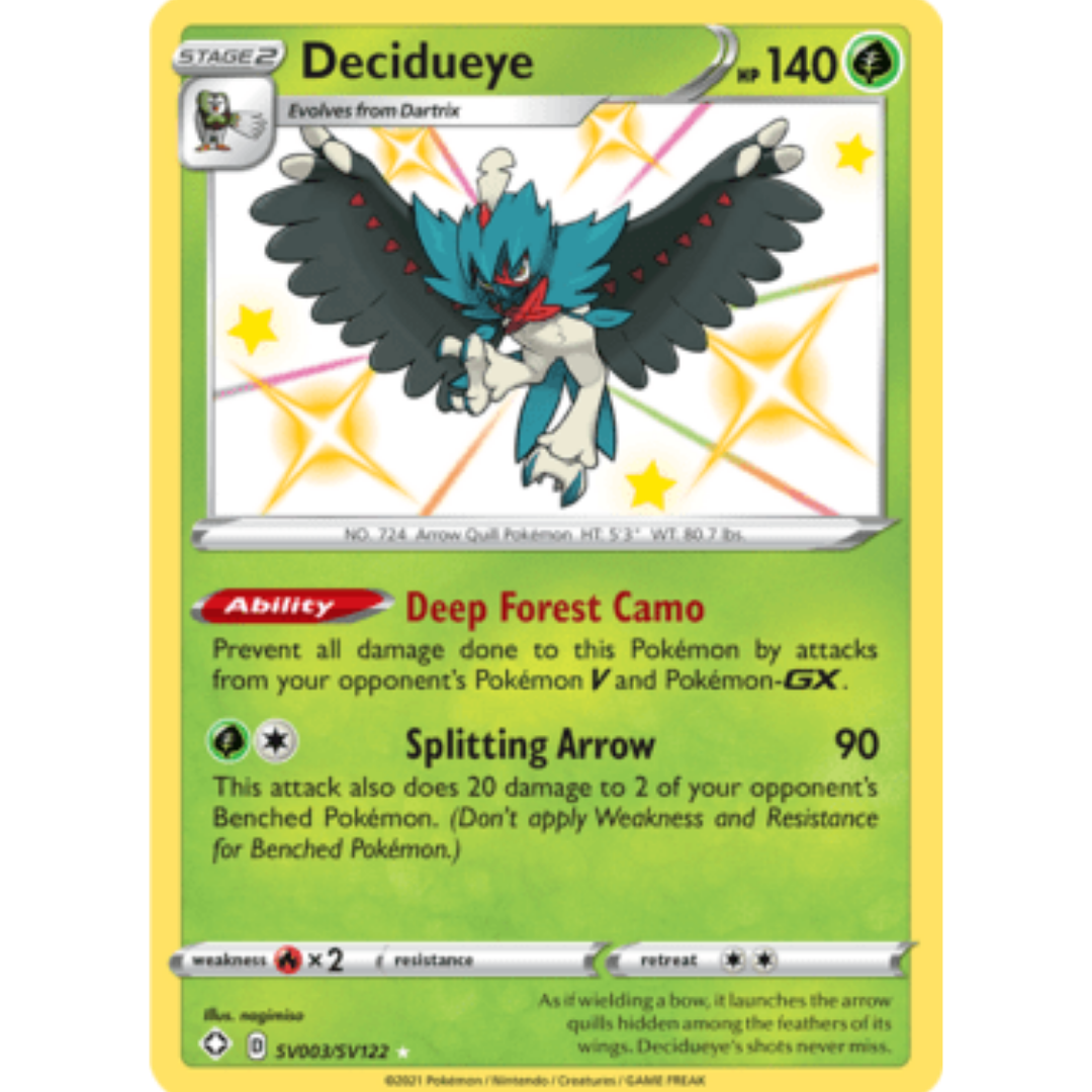 Decidueye SV003 - Holofoil Shining Fates Shiny Vault - Shiny Holo Rare