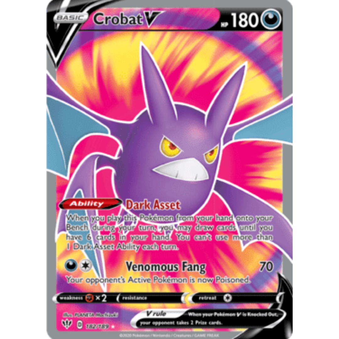 Crobat V (Full Art) 182 - Holofoil SWSH03 Darkness Ablaze - Ultra Rare