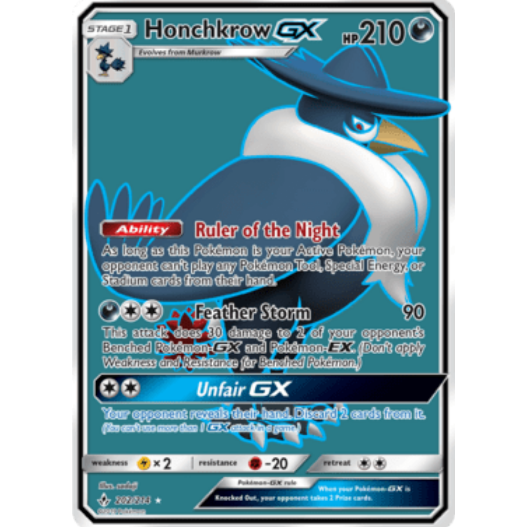 Honchkrow GX (Full Art) 202/214 - Holofoil SM Unbroken Bonds - Ultra Rare
