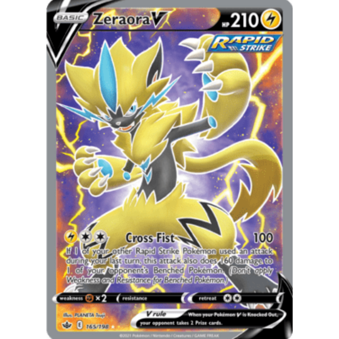Zeraora V (Full Art) 165 - Holofoil SWSH06 Chilling Reign - Ultra Rare