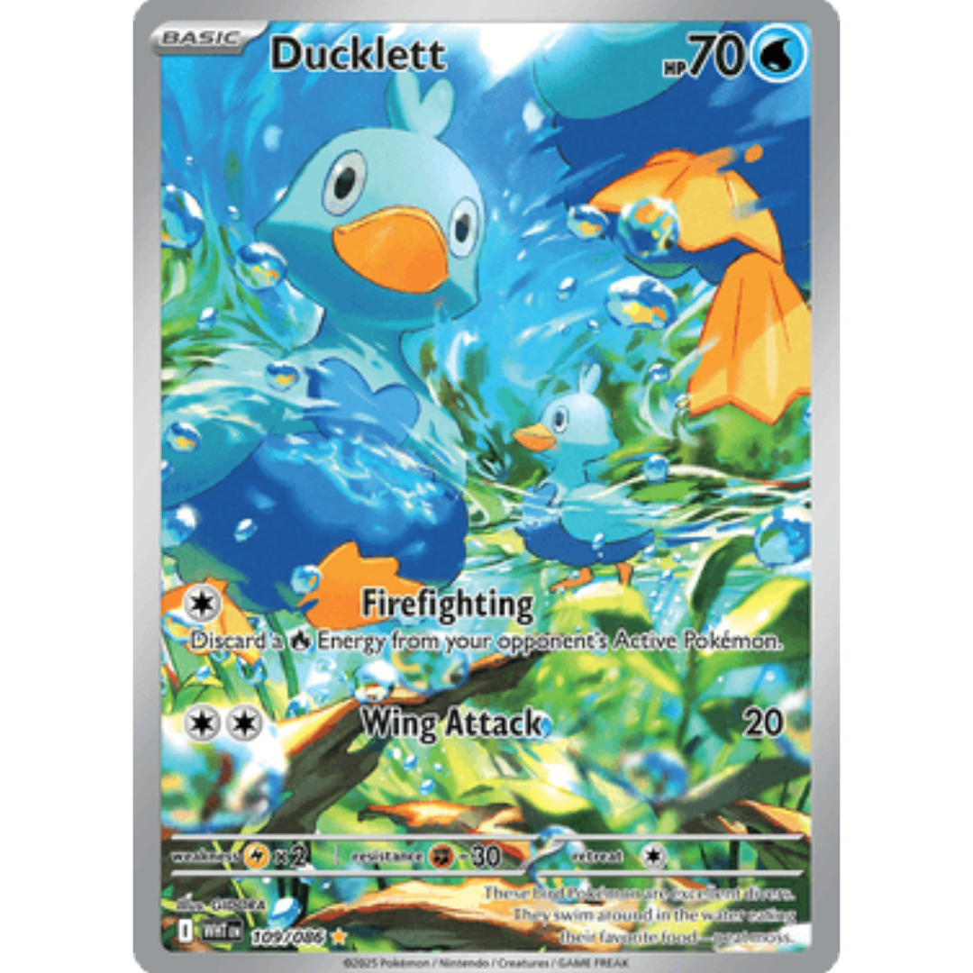 Ducklett 109/086 - Holofoil SV White Flare - Illustration Rare