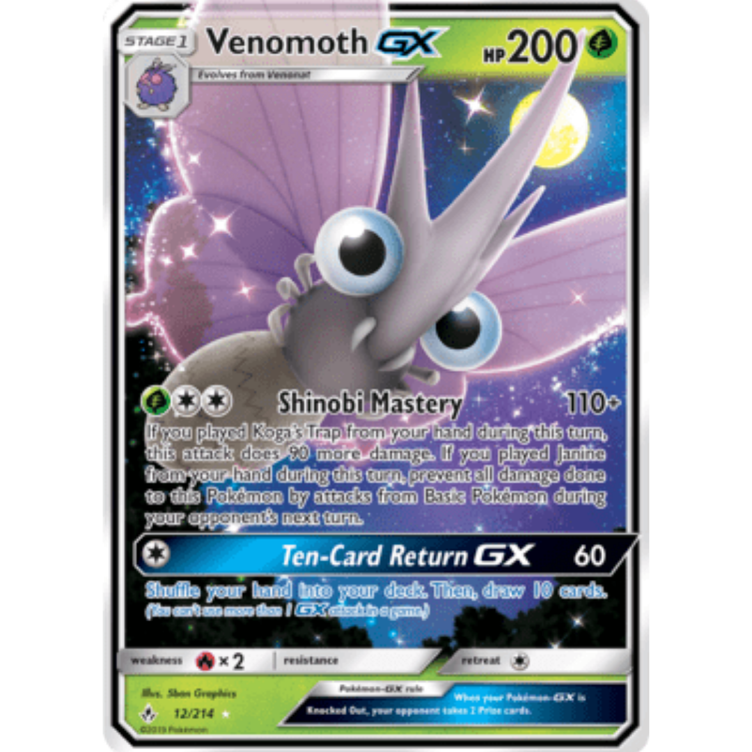 Venomoth GX 012 - Holofoil SM Unbroken Bonds - Ultra Rare