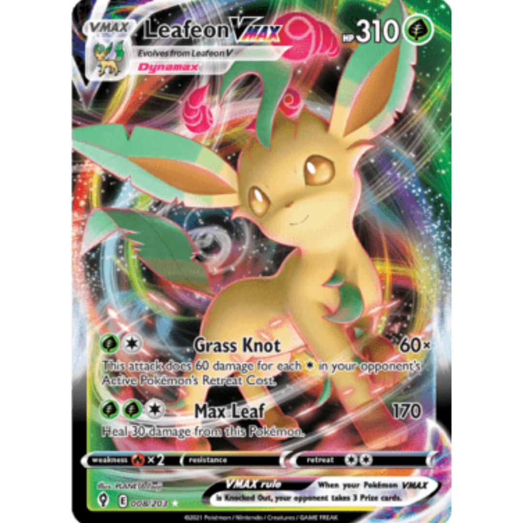 Leafeon VMAX 008 - Holofoil SWSH07 Evolving Skies - Ultra Rare