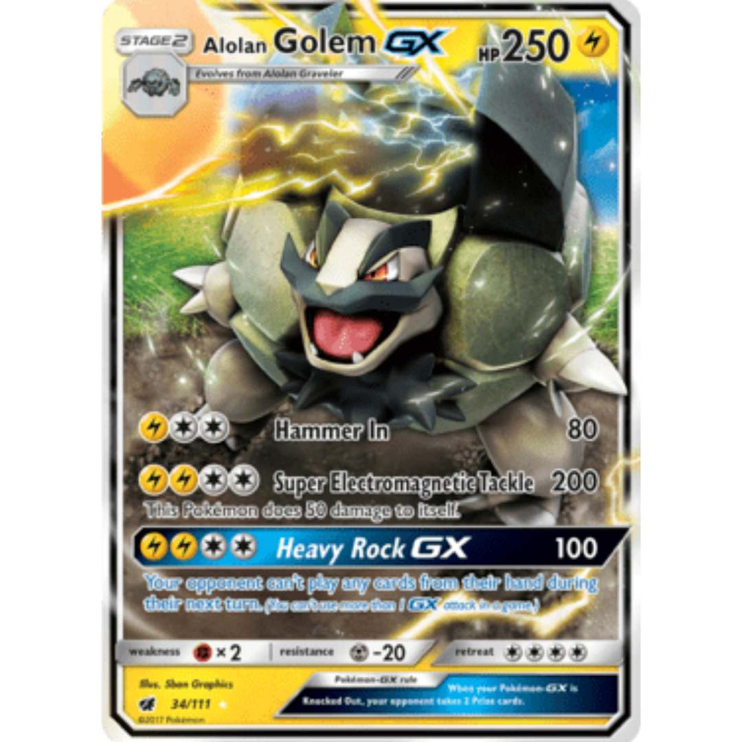 Alolan Golem GX 034 - Holofoil SM Crimson Invasion - Ultra Rare