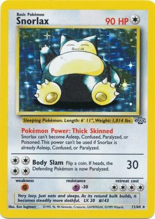 Snorlax (11) 011 - 1st Edition Holofoil Jungle - Holo Rare