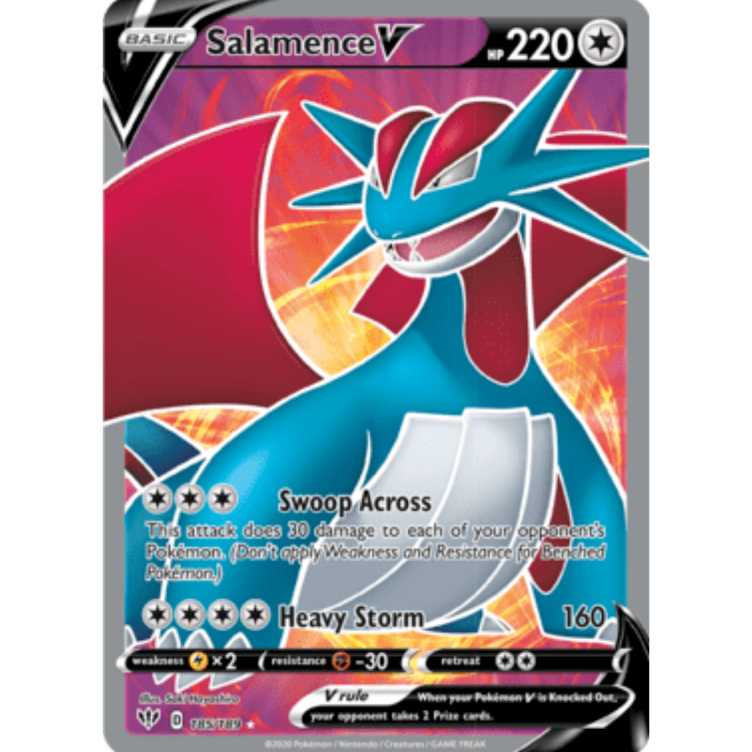 Salamence V (Full Art) 185 - Holofoil SWSH03 Darkness Ablaze - Ultra Rare