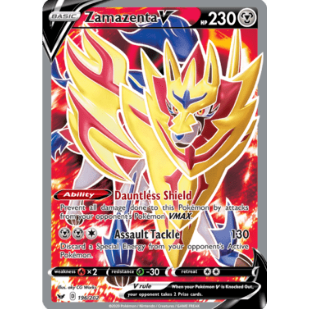 Zamazenta V (Full Art) 196 - Holofoil SWSH01 Sword & Shield Base Set - Ultra Rare