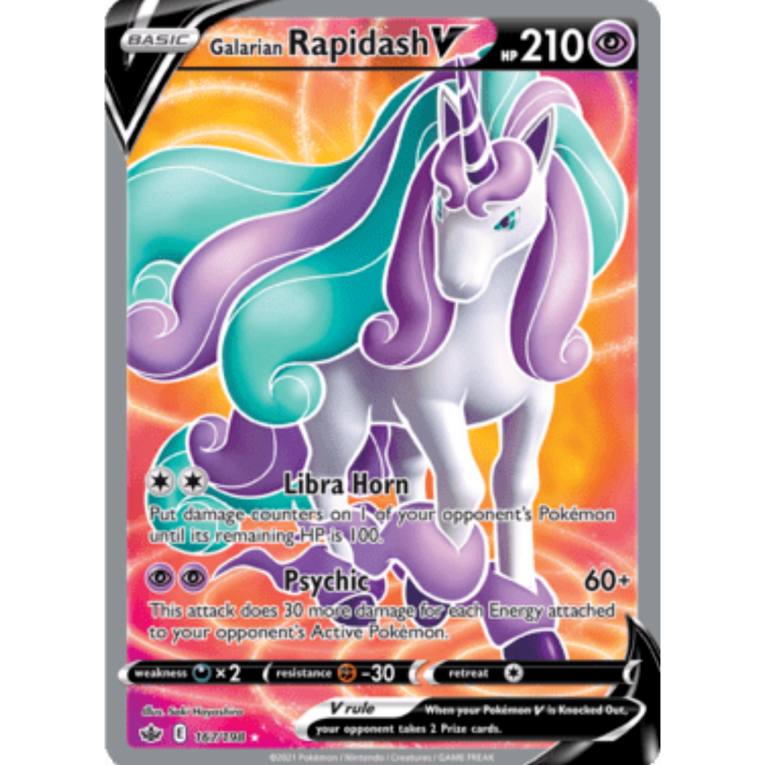 Galarian Rapidash V (Full Art) 167 - Holofoil SWSH06 Chilling Reign - Ultra Rare