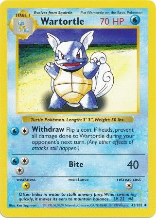 Wartortle 042 - Unlimited Base Set Shadowless - Uncommon