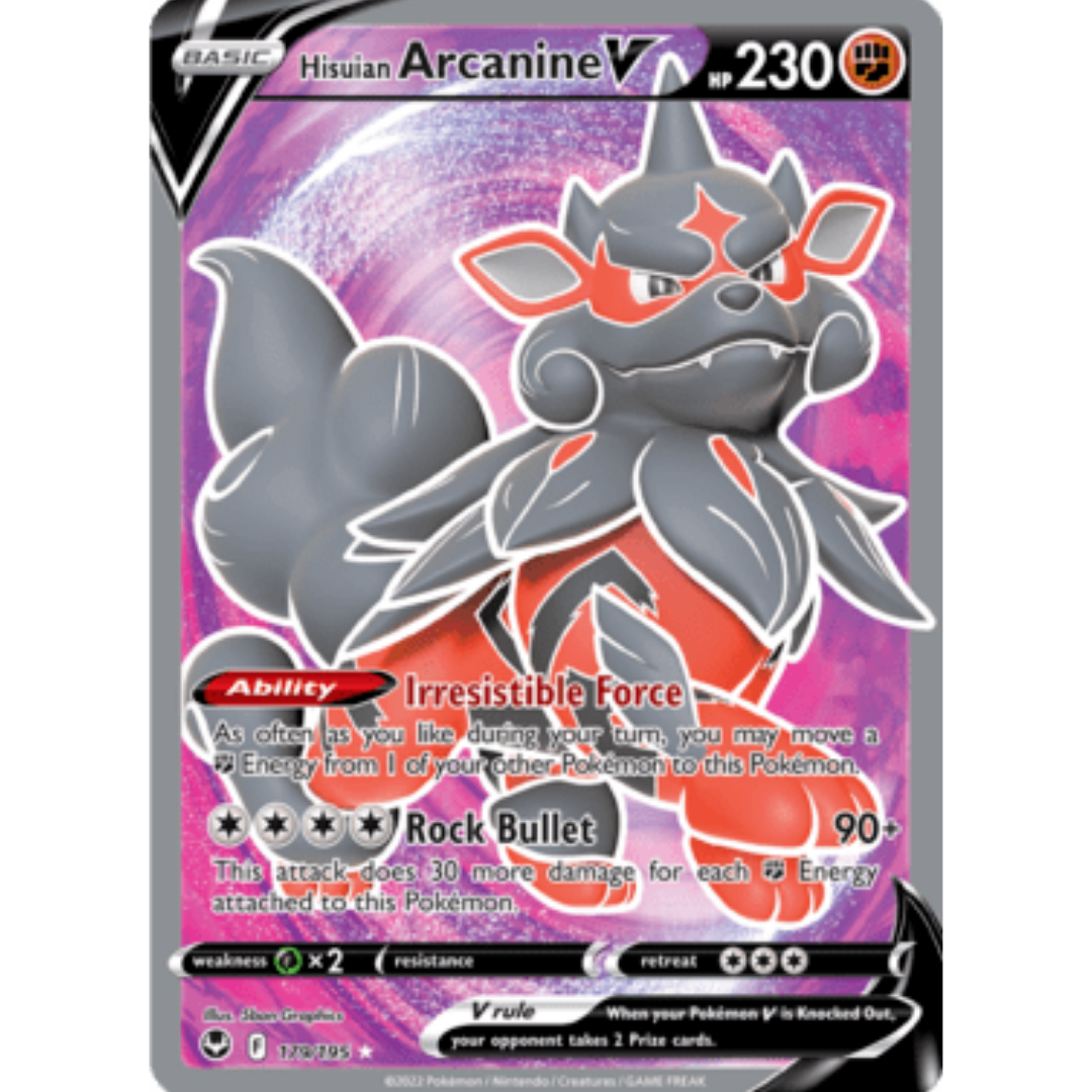 Hisuian Arcanine V (Full Art) 179 - Holofoil SWSH12 Silver Tempest - Ultra Rare