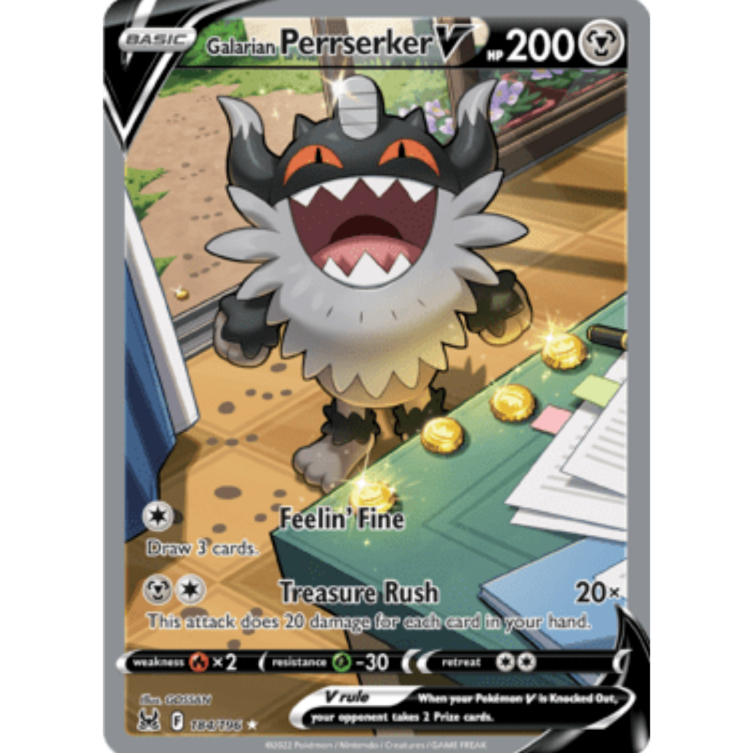 Galarian Perrserker V (Alternate Full Art) 184 - Holofoil SWSH11 Lost Origin - Ultra Rare