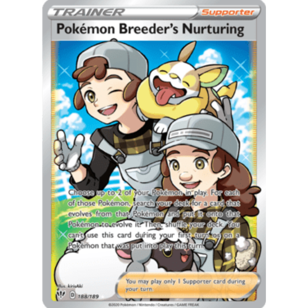 Pokemon Breeder's Nurturing (Full Art) 188 - Holofoil SWSH03 Darkness Ablaze - Ultra Rare