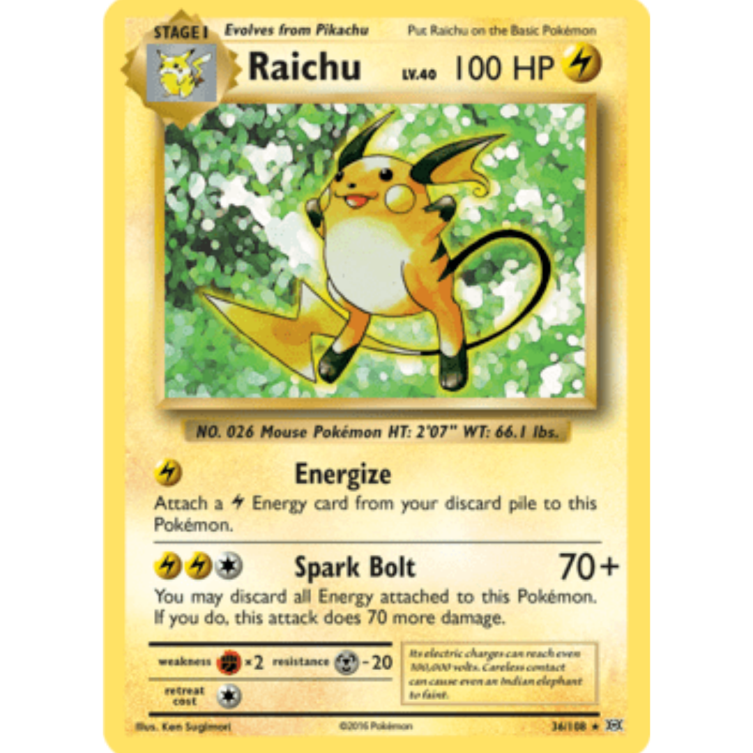 Raichu 036 - Reverse Holofoil XY Evolutions - Holo Rare