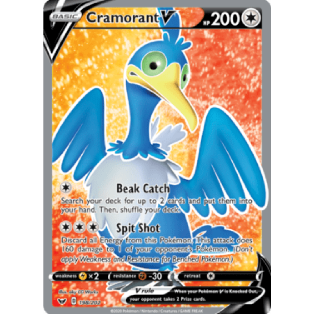 Cramorant V (Full Art) 198 - Holofoil SWSH01 Sword & Shield Base Set - Ultra Rare
