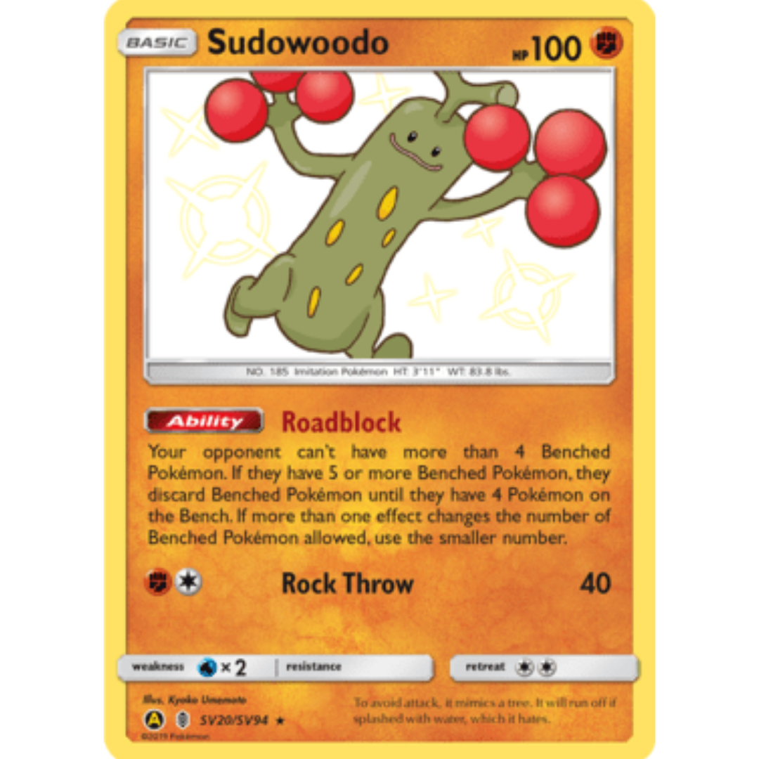 Sudowoodo SV20 - Holofoil Hidden Fates Shiny Vault - Shiny Holo Rare