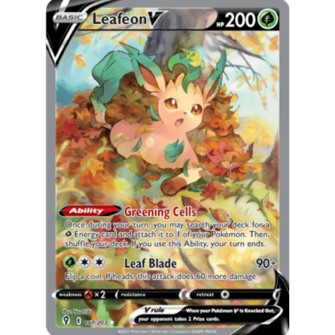 Leafeon V (Alternate Full Art) 167 - Holofoil SWSH07 Evolving Skies - Ultra Rare