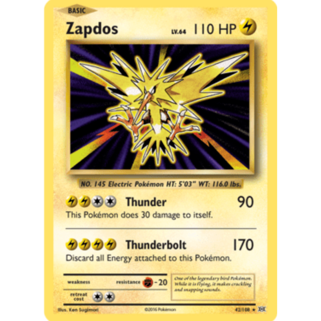 Zapdos 042/108 - Holofoil XY Evolutions - Holo Rare