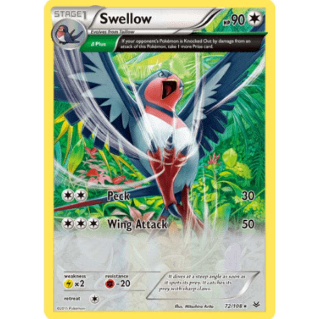 Swellow (72 Delta) 072/108 - Reverse Holofoil XY Roaring Skies - Holo Rare