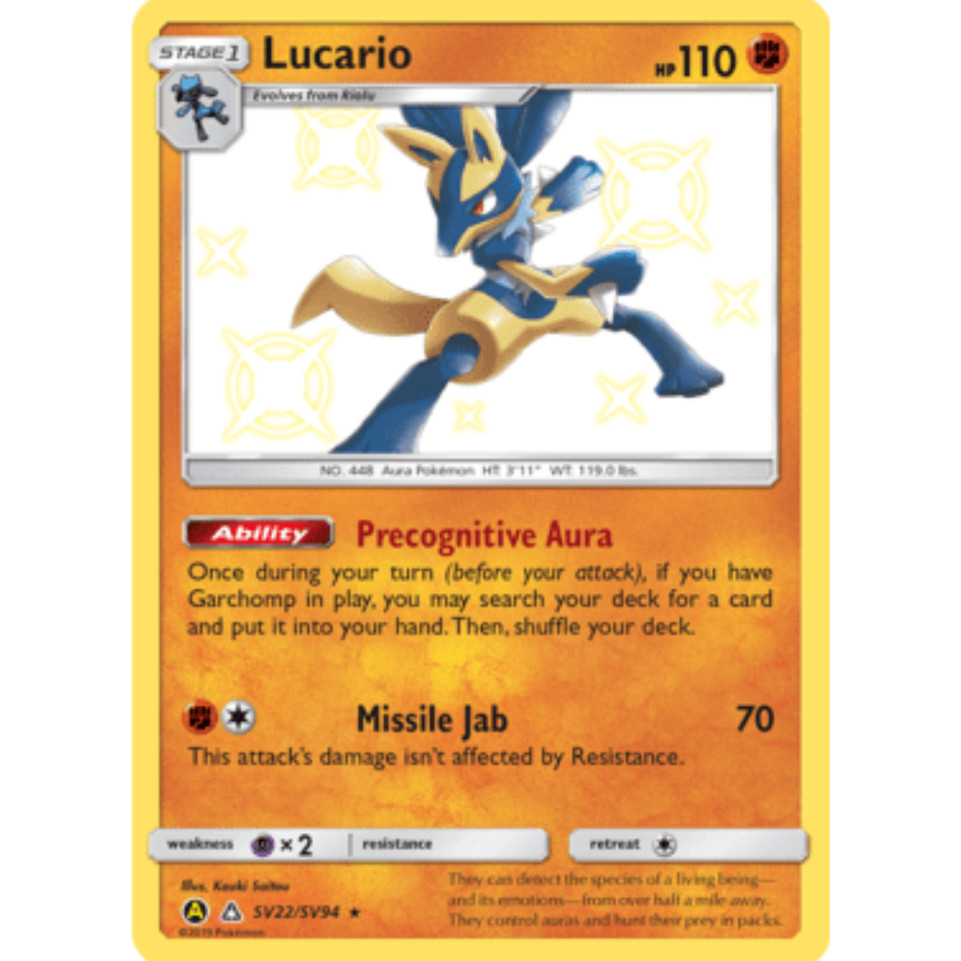 Lucario SV22 - Holofoil Hidden Fates Shiny Vault - Shiny Holo Rare