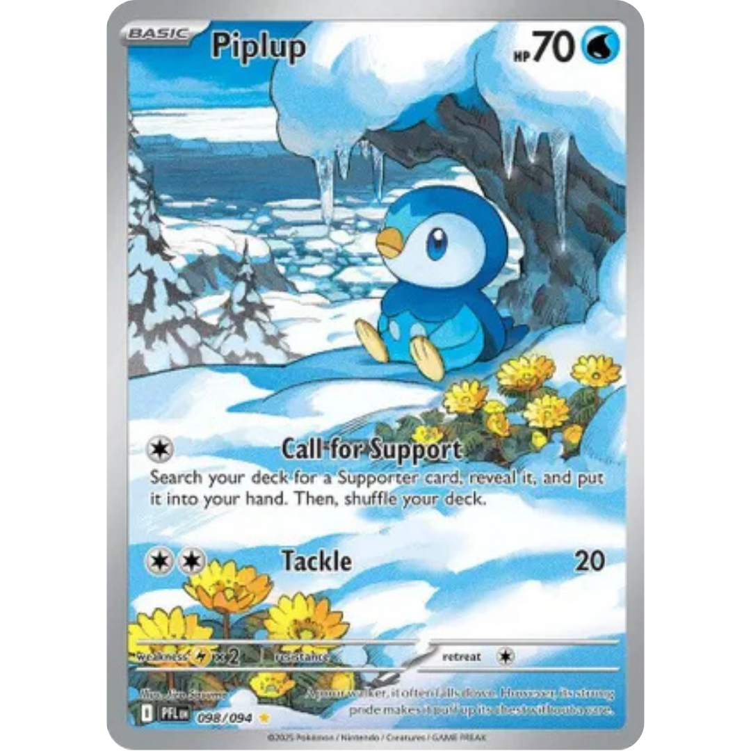 Piplup 098/094 - 1st Edition Holofoil ME02 Phantasmal Flames - Illustration Rare