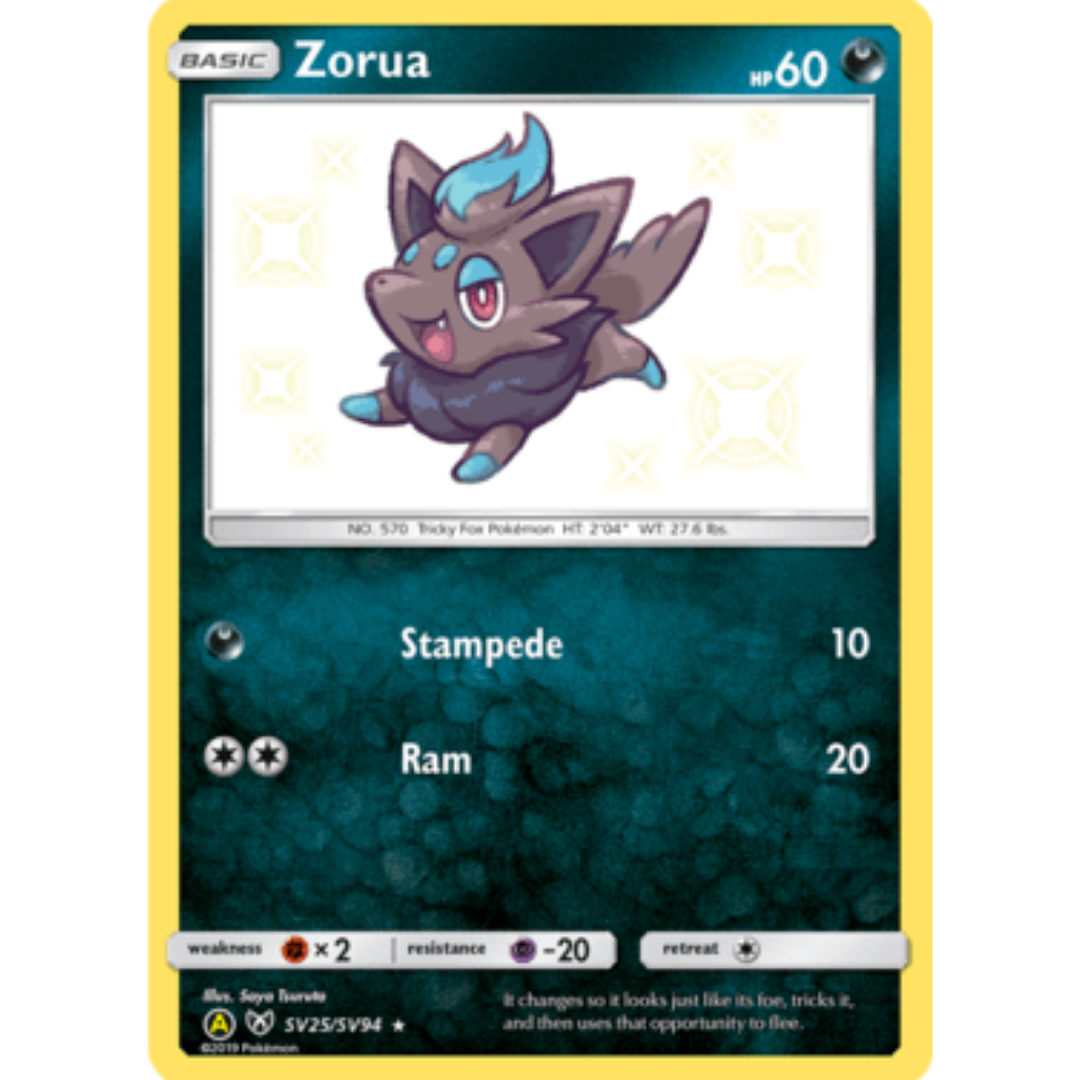 Zorua SV25 - Holofoil Hidden Fates Shiny Vault - Shiny Holo Rare