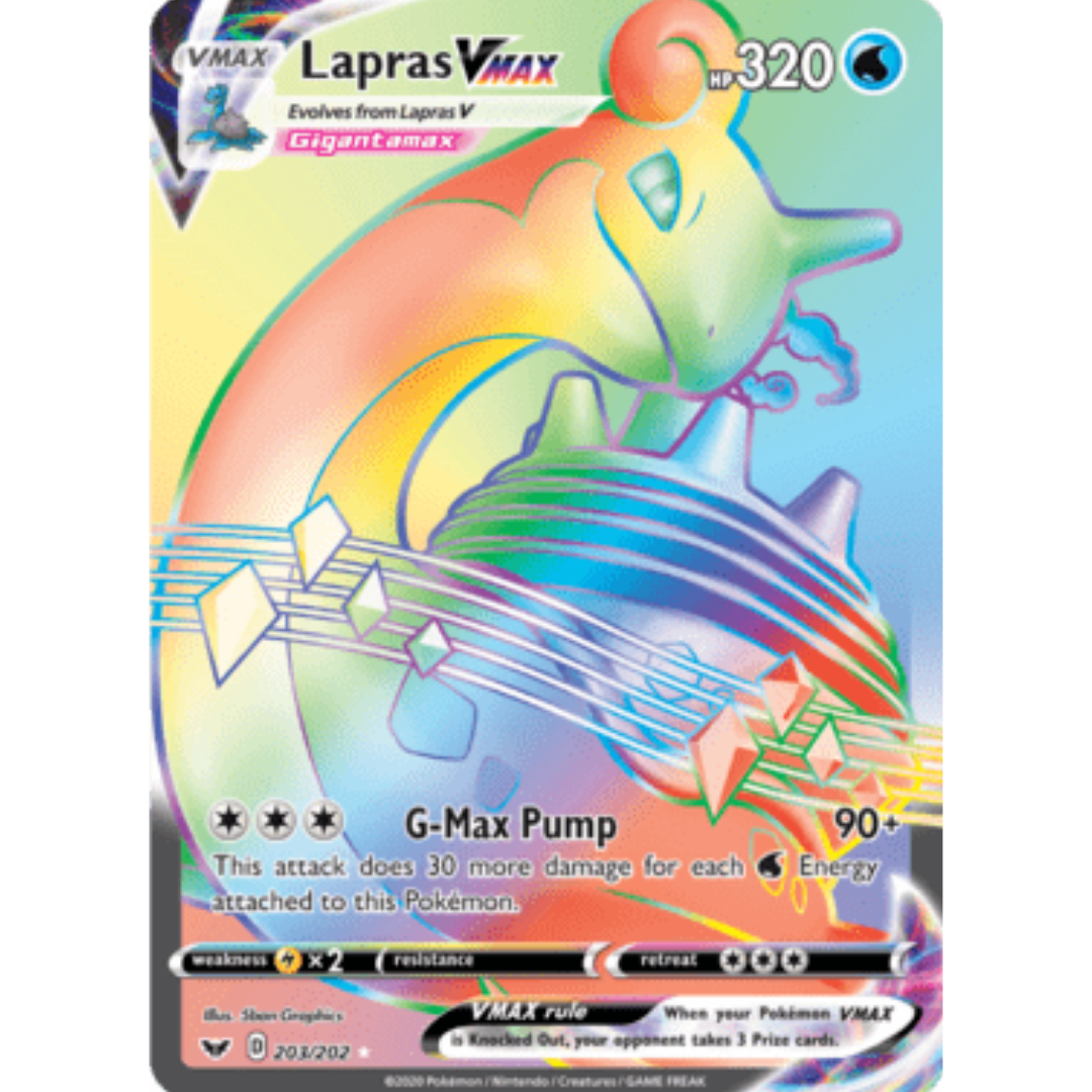 Lapras VMAX (Secret) 203 - Holofoil SWSH01 Sword & Shield Base Set - Secret Rare
