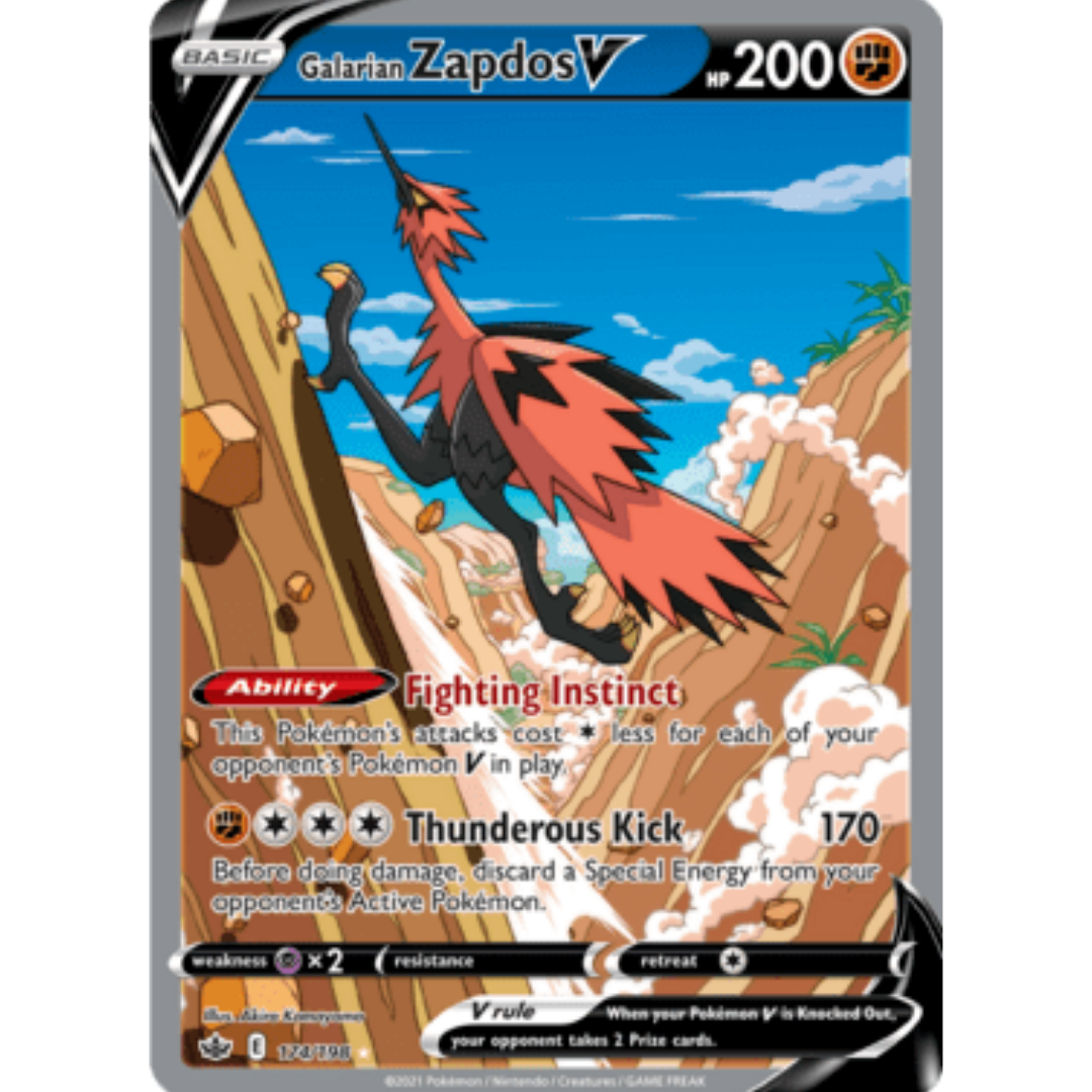 Galarian Zapdos V (Alternate Full Art) 174 - Holofoil SWSH06 Chilling Reign - Ultra Rare