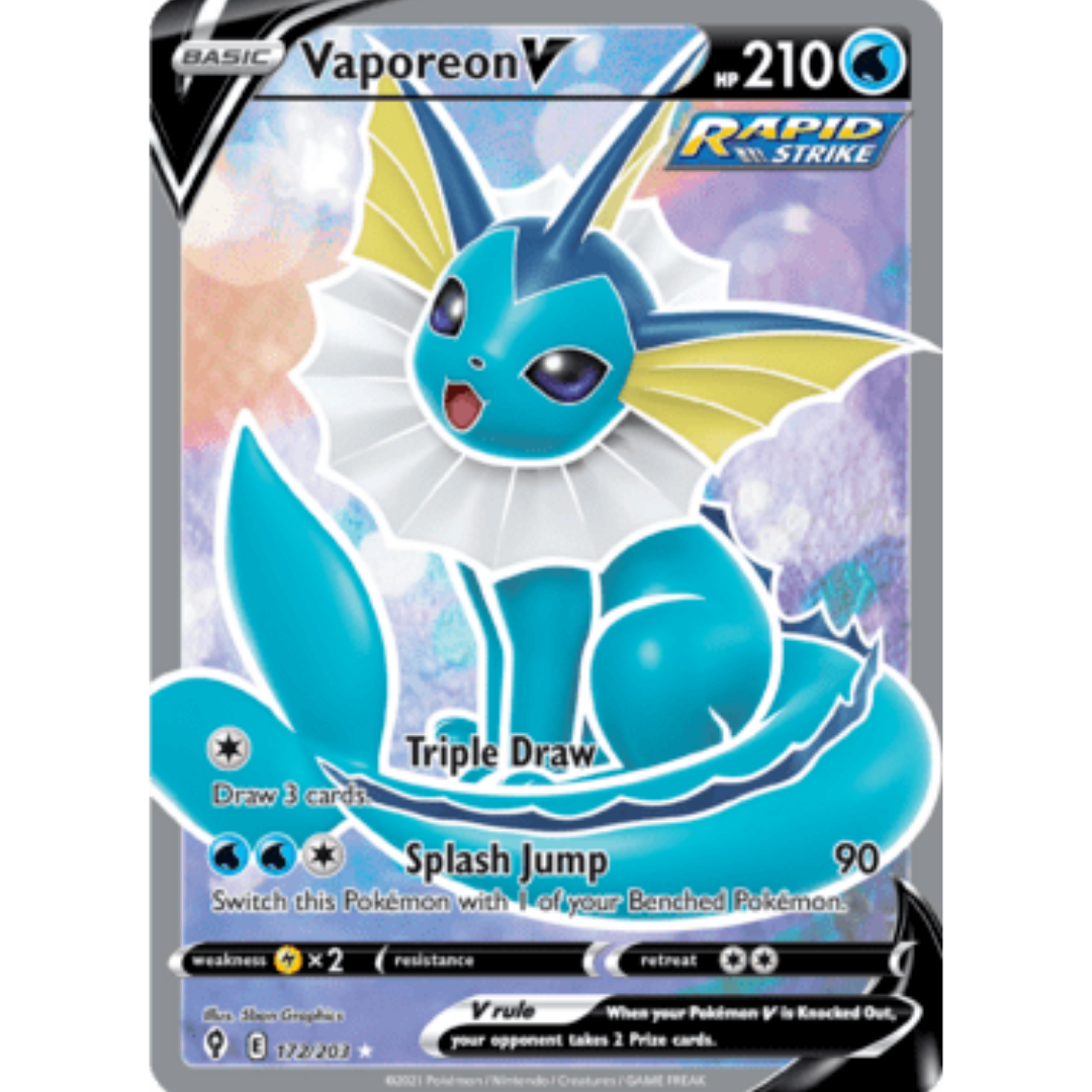 Vaporeon V (Full Art) 172 - Holofoil SWSH07 Evolving Skies - Ultra Rare