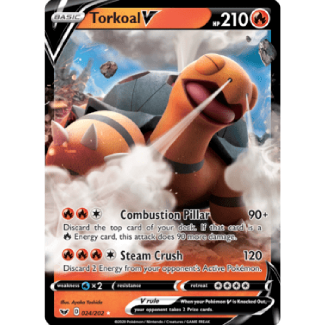 Torkoal V 024 - Holofoil SWSH01 Sword & Shield Base Set - Ultra Rare