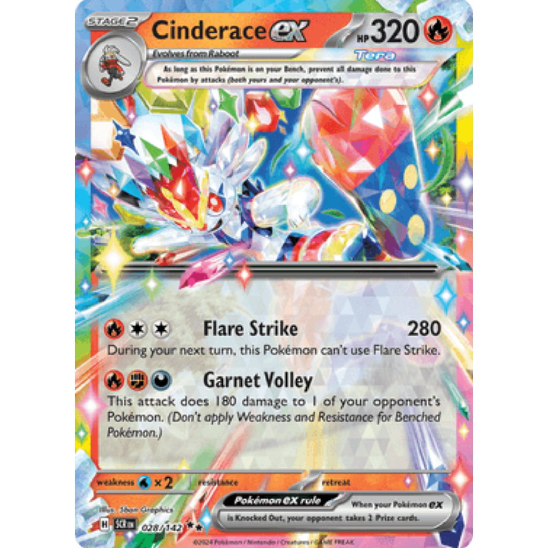 Cinderace ex 028/142 - Holofoil SV07 Stellar Crown - Double Rare