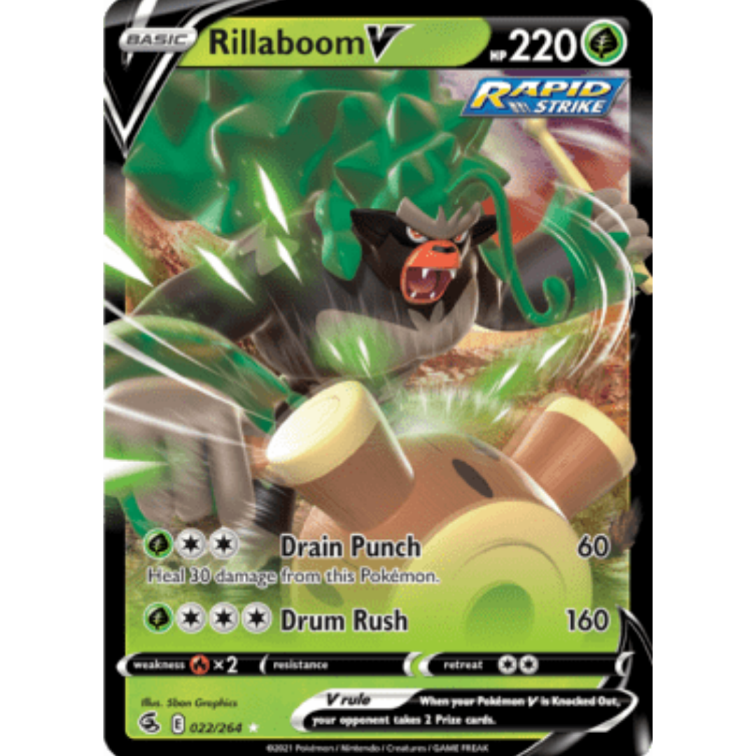Rillaboom V 022 - Holofoil SWSH08 Fusion Strike - Ultra Rare