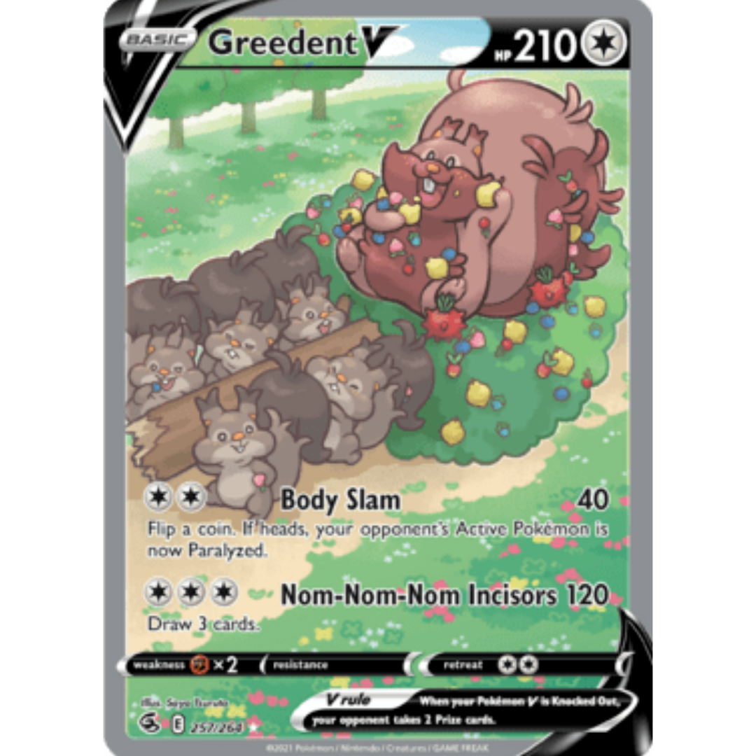 Greedent V (Alternate Full Art) 257 - Holofoil SWSH08 Fusion Strike - Ultra Rare