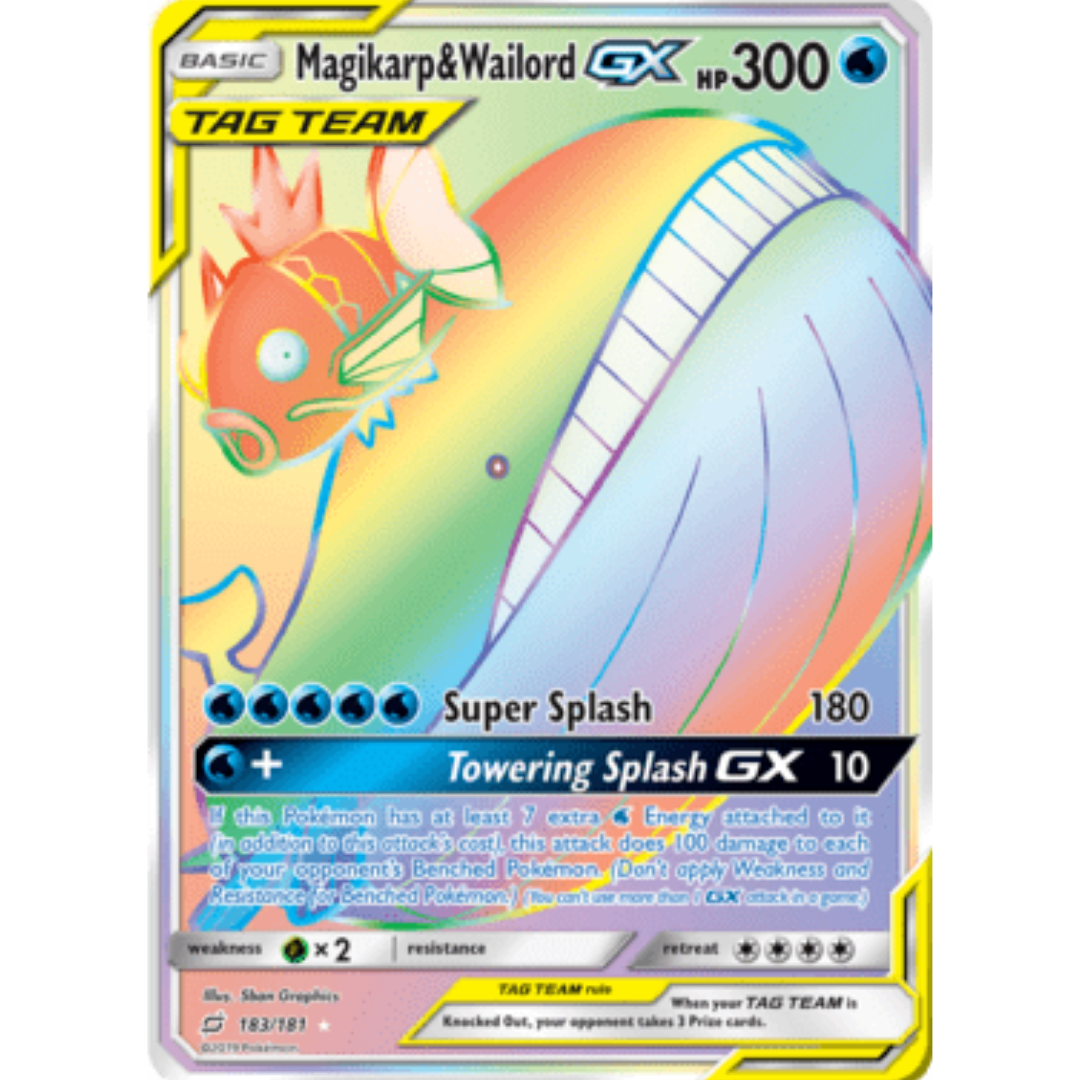 Magikarp & Wailord GX (Secret) - Holofoil SM Team Up - Secret Rare