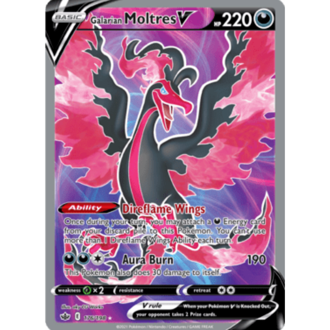 Galarian Moltres V (Full Art) 176 - Holofoil SWSH06 Chilling Reign - Ultra Rare