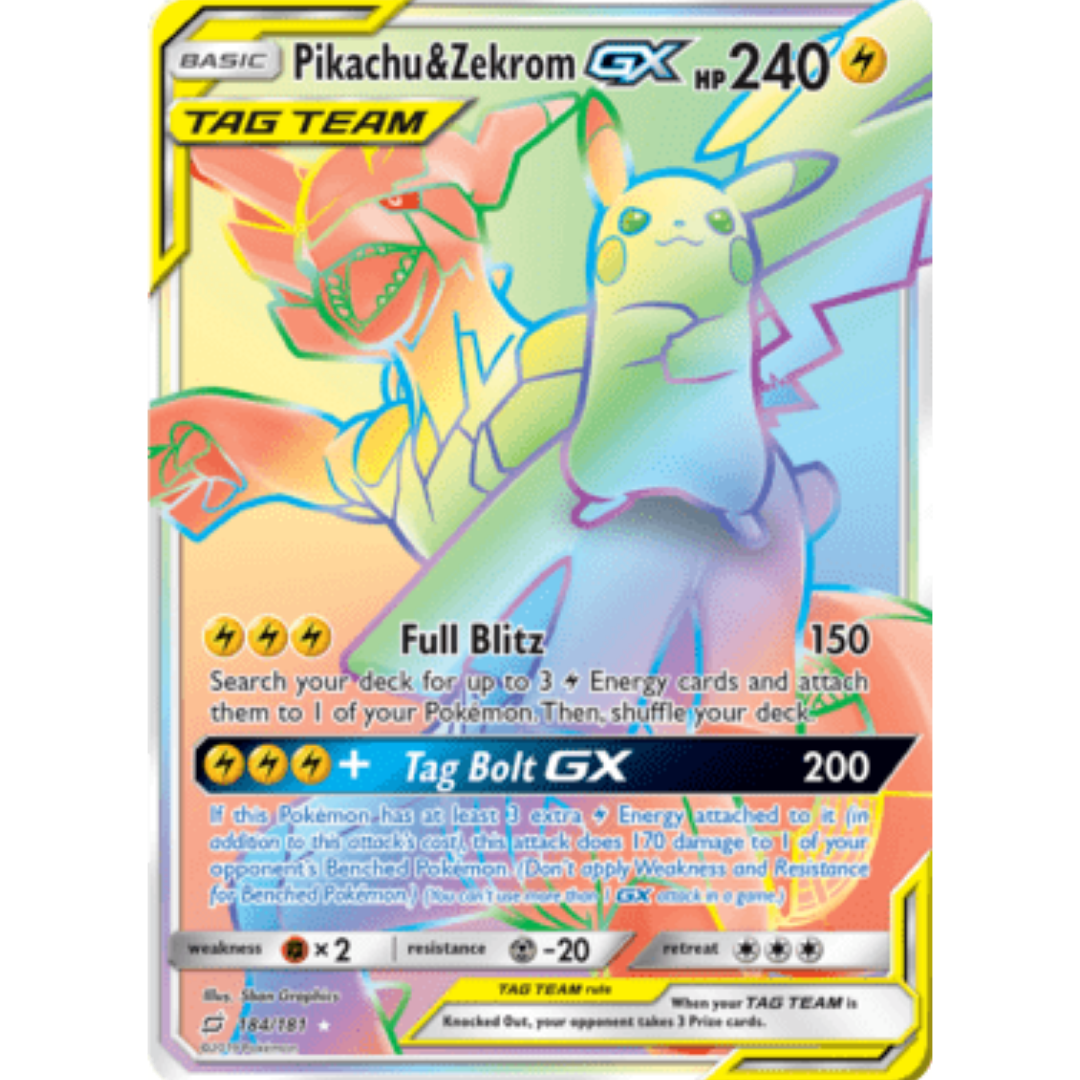 Pikachu & Zekrom GX (Secret) - Holofoil SM Team Up - Secret Rare