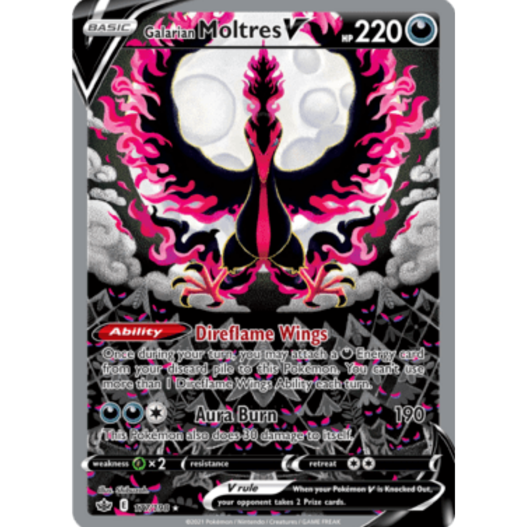 Galarian Moltres V (Alternate Full Art) 177 - Holofoil SWSH06 Chilling Reign - Ultra Rare
