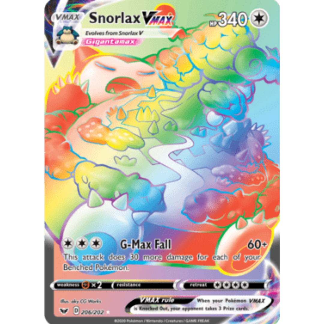 Snorlax VMAX (Secret) 206/202 - Holofoil SWSH01 Sword & Shield Base Set - Secret Rare