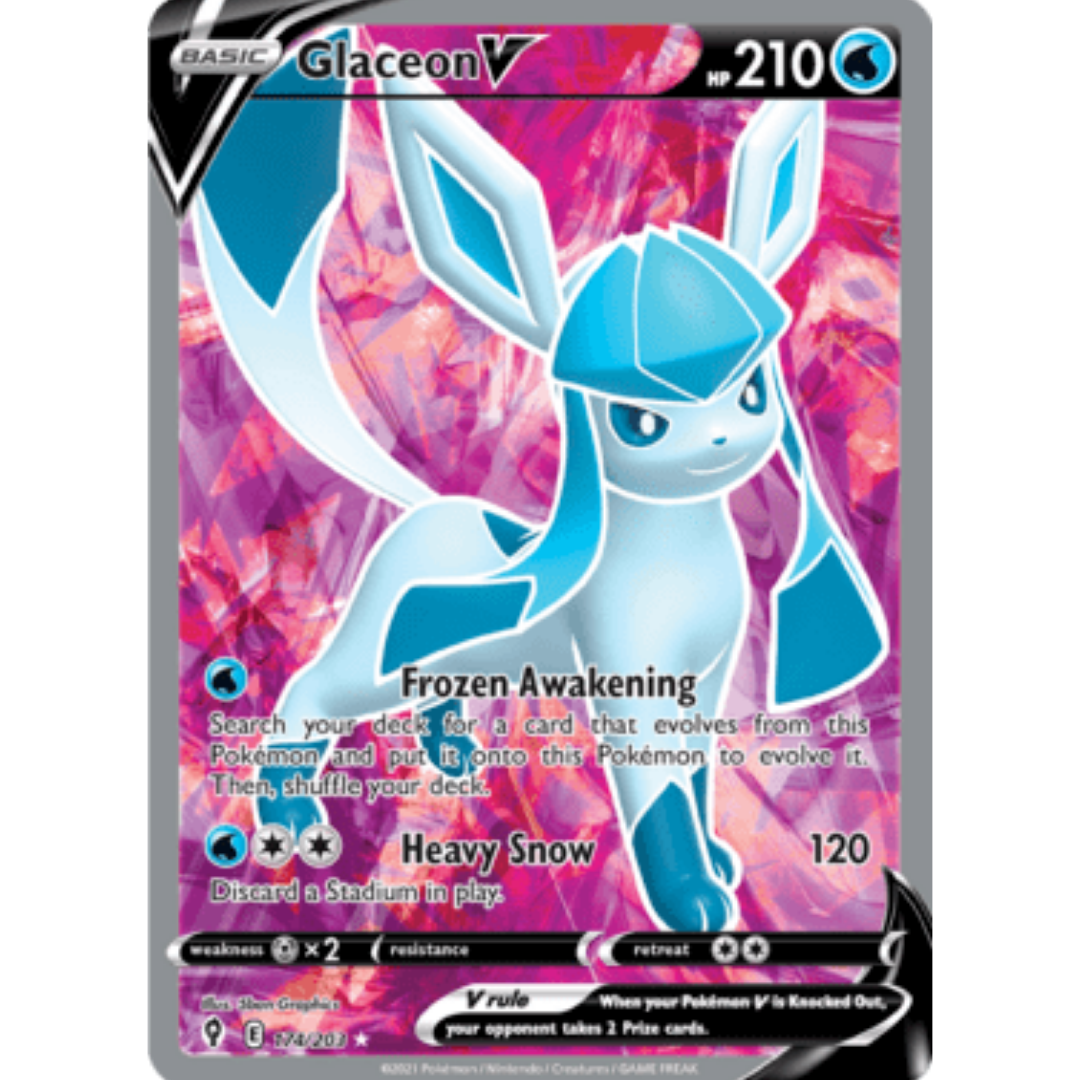 Glaceon V (Full Art) 174 - Holofoil SWSH07 Evolving Skies - Ultra Rare