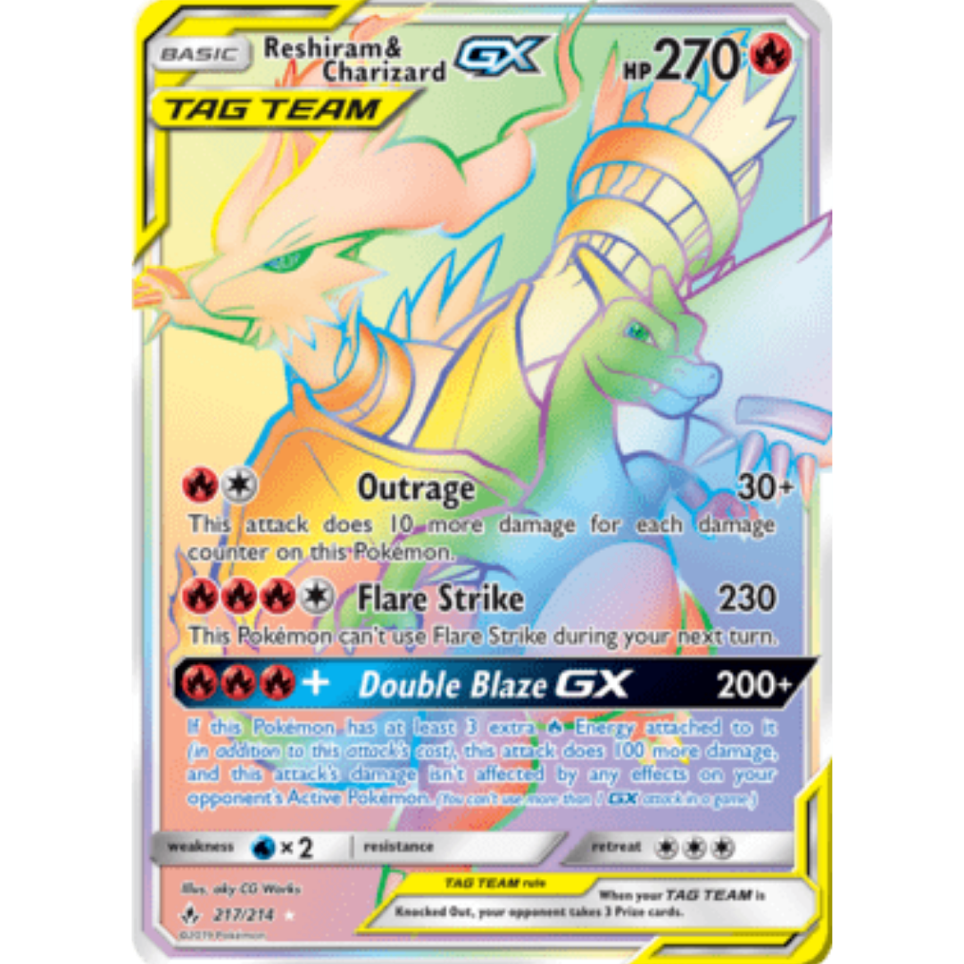 Reshiram & Charizard GX (Secret) - Holofoil SM Unbroken Bonds - Secret Rare